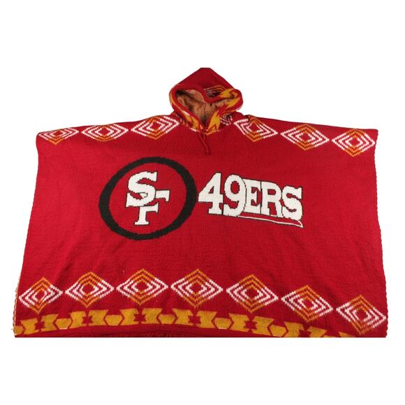 Vintage 49ers Hooded Poncho XL Wool Blend Baja Blanket NFL Football Unisex